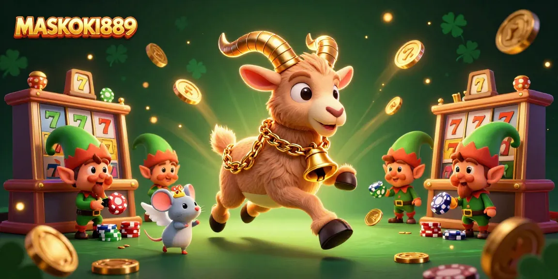 Experience the thrill of winning in MASKOKI889's casino with playful characters and exciting game elements.
