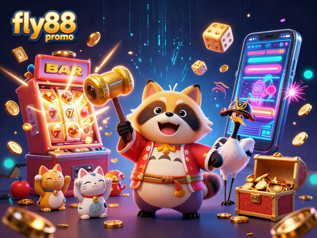 Experience the excitement of fly88 promo with vibrant 3D casino characters celebrating wins!