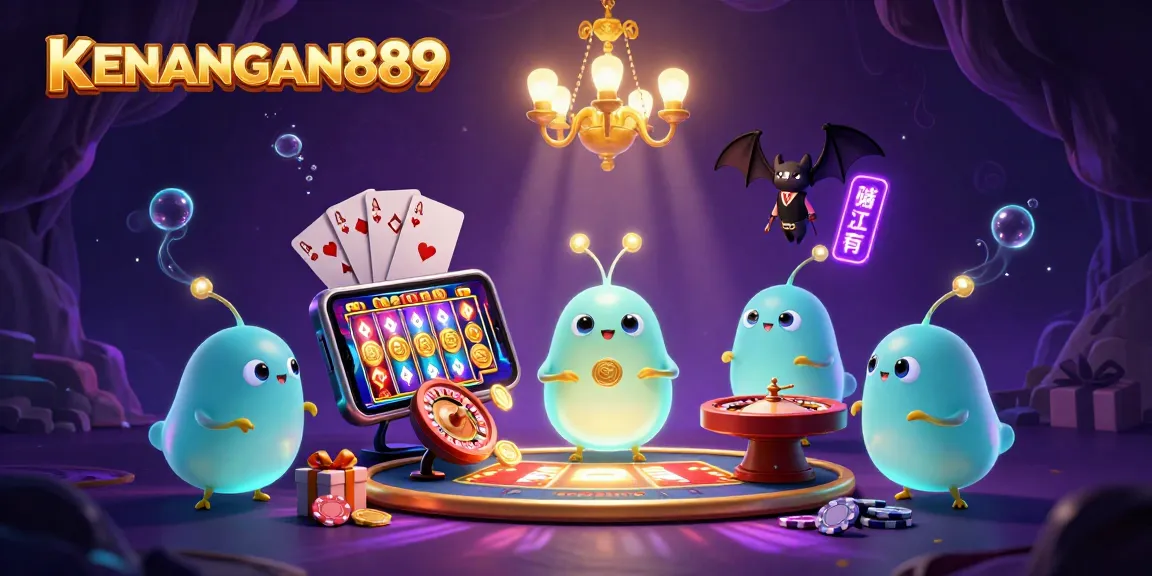 Experience vibrant gameplay at KENANGAN889 with glowworms illuminating a casino scene.
