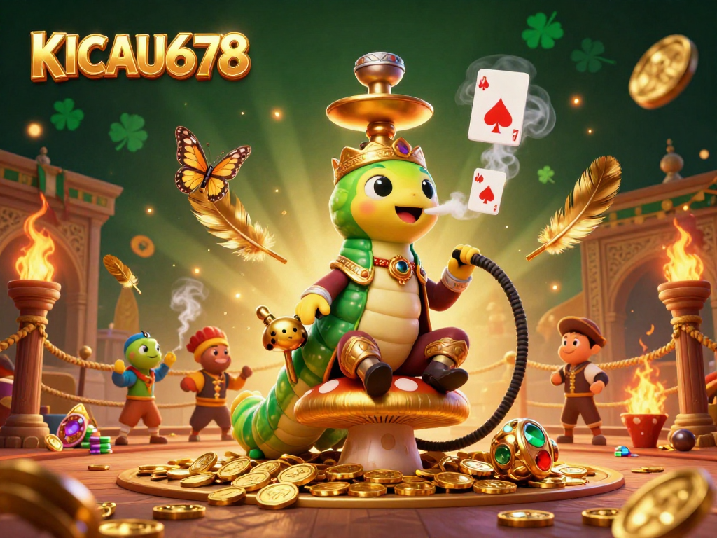 KICAU678 players enjoy a vibrant casino experience with a dynamic illustration showcasing engaging gaming elements.