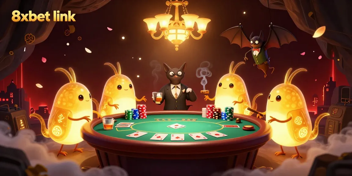 Experience immersive gaming at the 8xbet link casino with vibrant glowworms and a unique bat dealer.