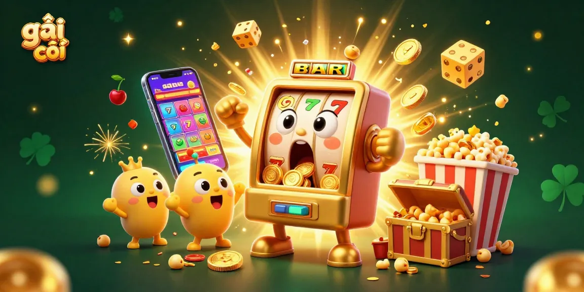 Gái gọi slot machines celebrate a jackpot with coins exploding and vibrant casino elements.