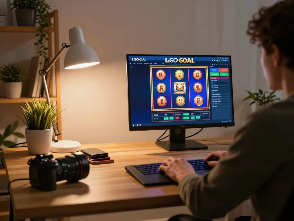 LGO GOAL player engaging in strategic online casino gameplay with a bright, colorful interface