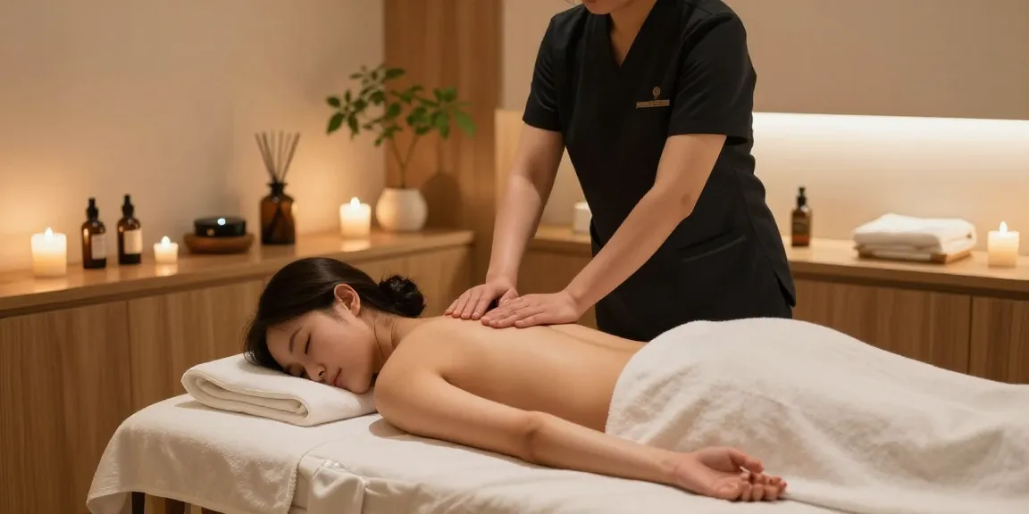 Experience a calming 안양출장마사지 treatment in a serene spa with soothing ambient lighting and aromatherapy.