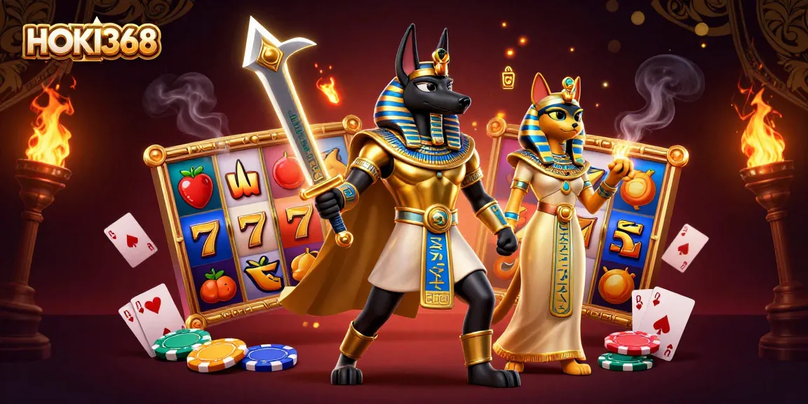 Spin and win big with HOKI368's immersive casino adventure featuring dynamic slot reels and vibrant characters.