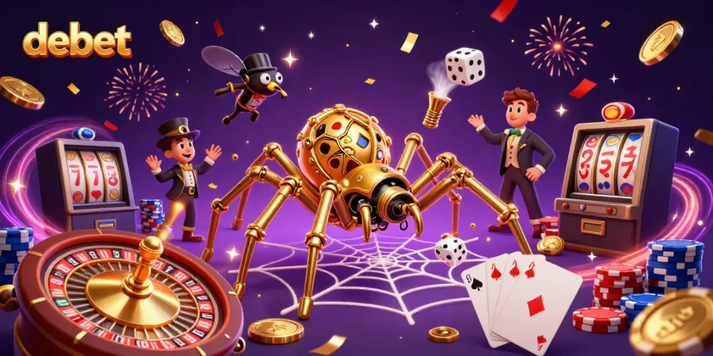 Experience debet with a lively steampunk-themed casino scene featuring interactive gaming elements and dynamic visuals.