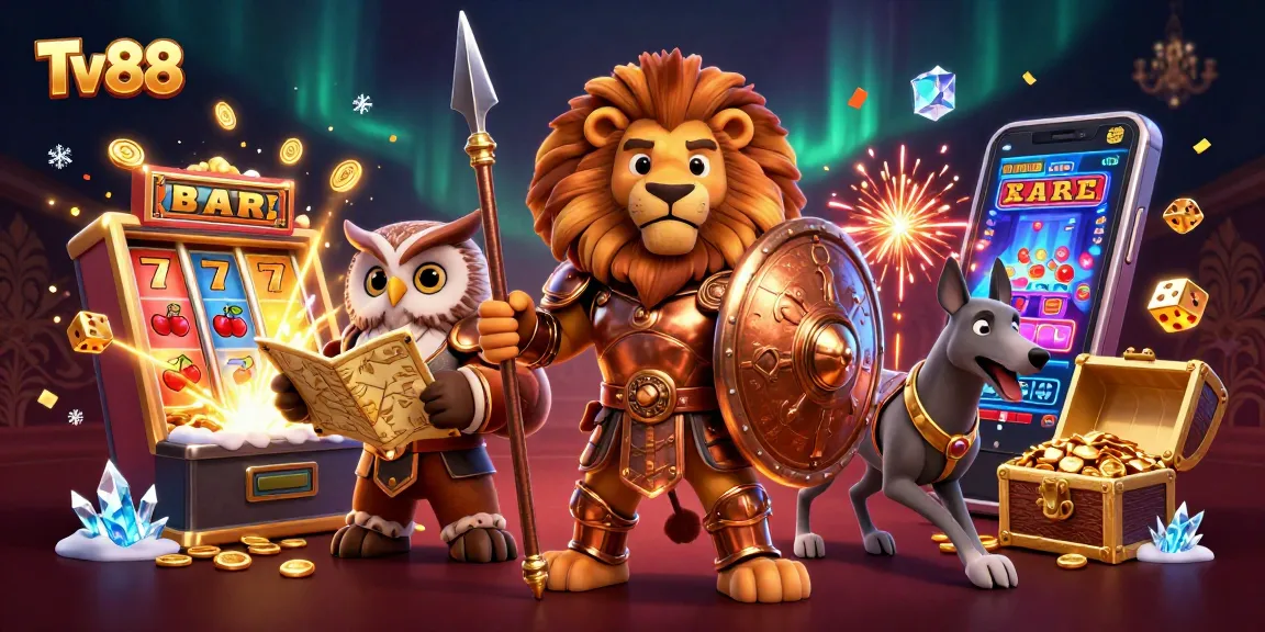 Experience the thrill of gaming at Tv88 with vibrant characters and dynamic casino elements.