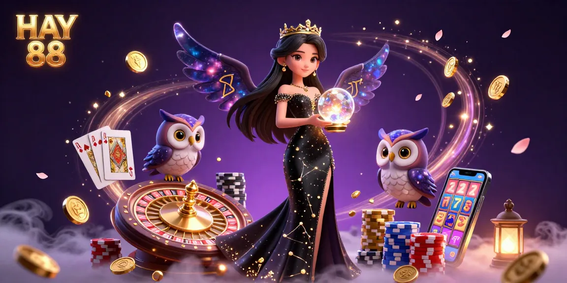 Engage in exciting gameplay at HAY 88 with golden coins and a mystical owl enhancing the casino experience.