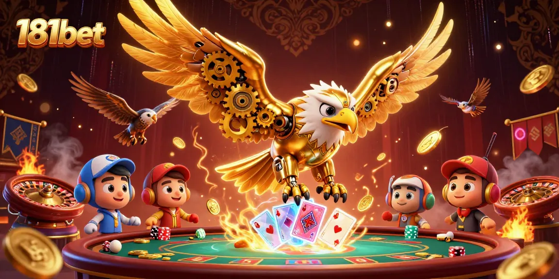 Engage in thrilling gameplay with 181bet's ultramodern casino experience featuring a vibrant golden eagle.