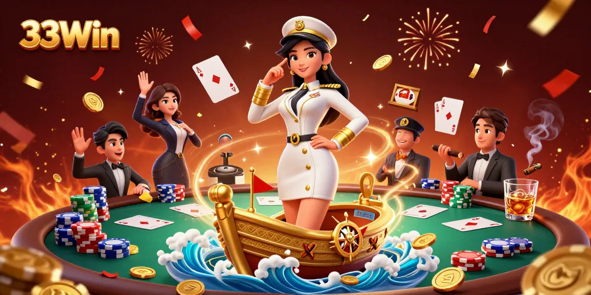 Experience 33Win’s excitement at a lavish poker table amidst dazzling celebrations