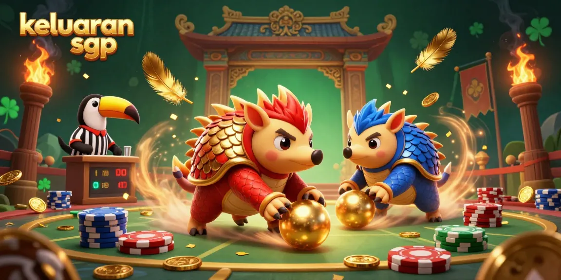 Engage with keluaran sgp in a vibrant 3D scene of rival pangolins competing in a dynamic betting arena.
