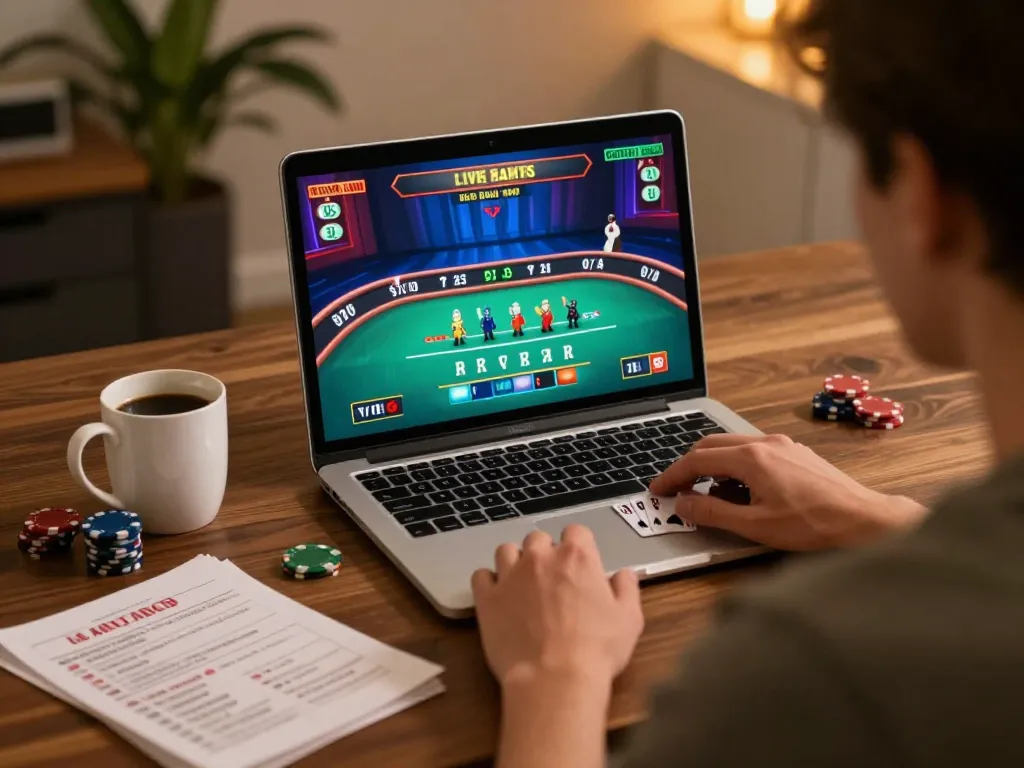 Engaging gameplay on llwin online blackjack as player analyzes strategy notes