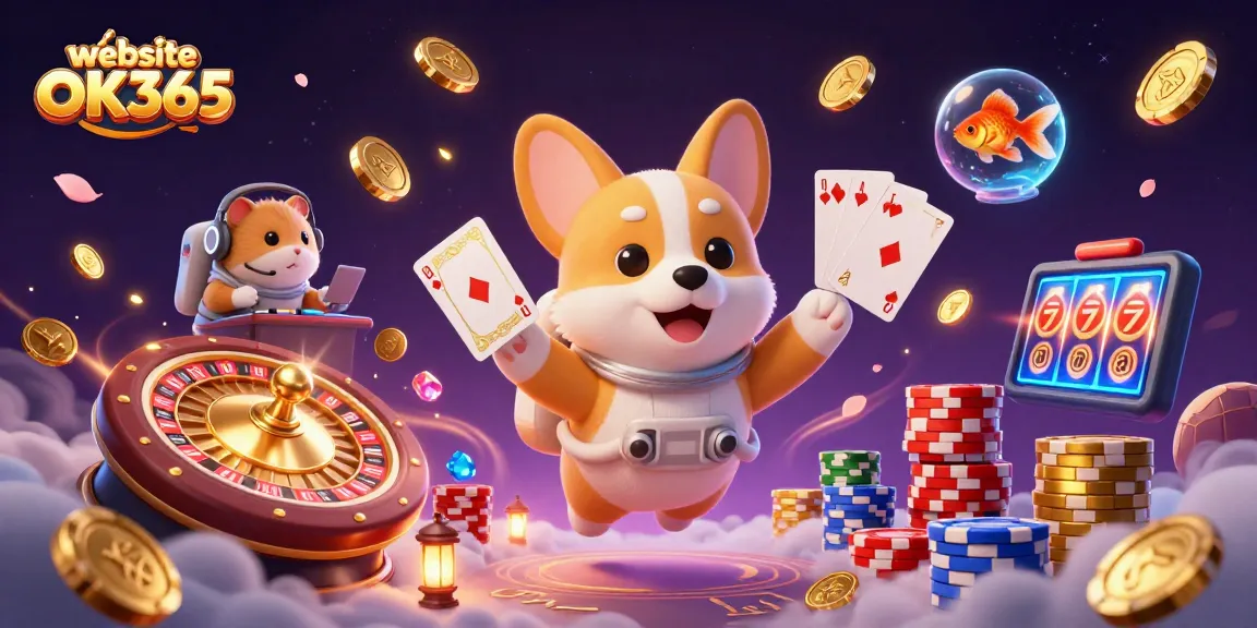 Experience thrilling gaming on the website OK365 with a vibrant space casino scene.