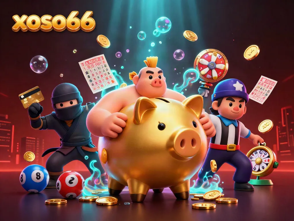 Engage with the vibrant world of xoso66 featuring dynamic lottery characters and high-energy gambling elements.