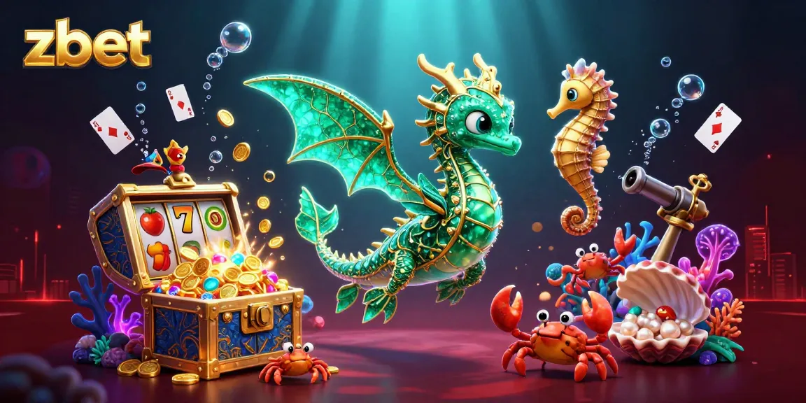 Experience thrilling slots at zbet with a vibrant underwater casino adventure illustration.