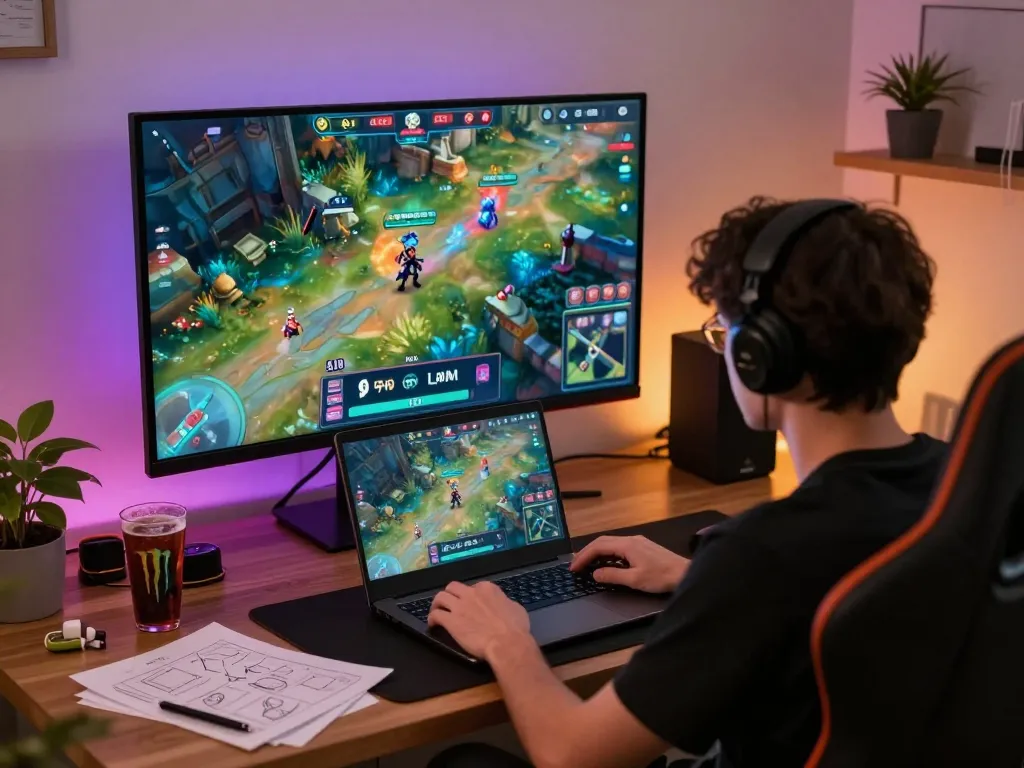 Player excitedly using VENOM889 Login on their tablet, immersed in an engaging RPG gaming session.