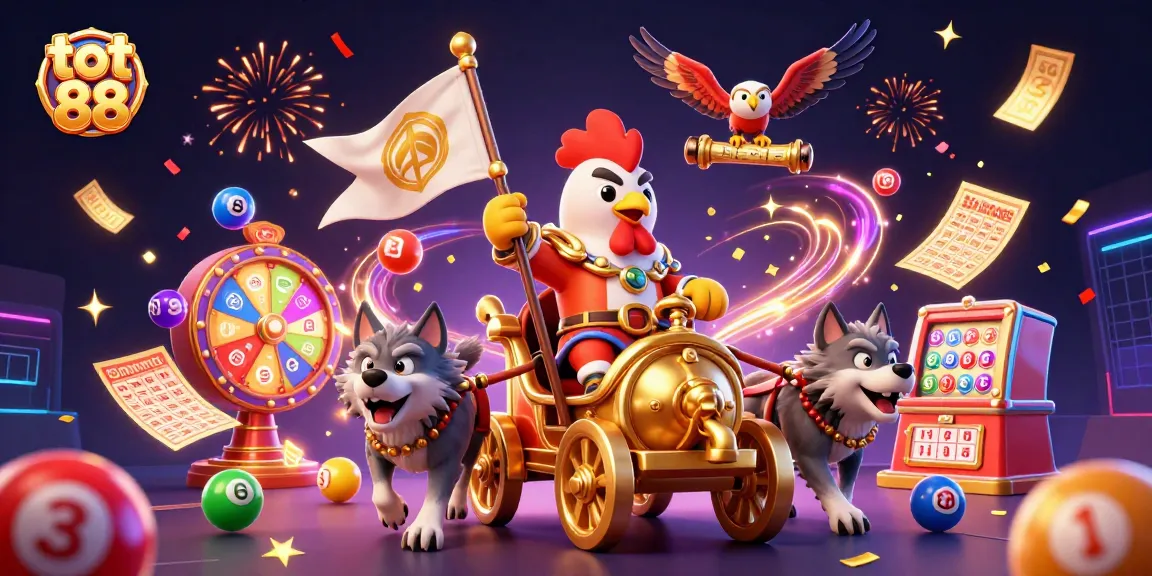 Play thrilling games at tot 88 featuring vibrant illustrations of winning elements in a casino atmosphere.