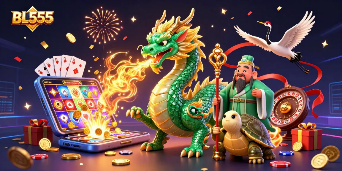 Engage with thrilling gameplay at BL555, featuring vibrant slot games and colorful 3D elements.
