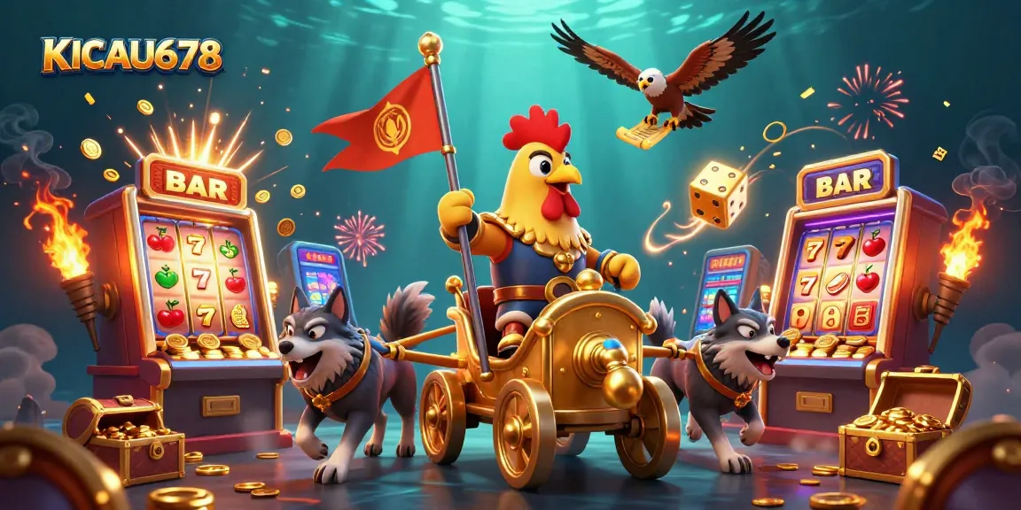 KICAU678 showcases thrilling casino adventures with a rooster warlord amid explosive slot jackpots.