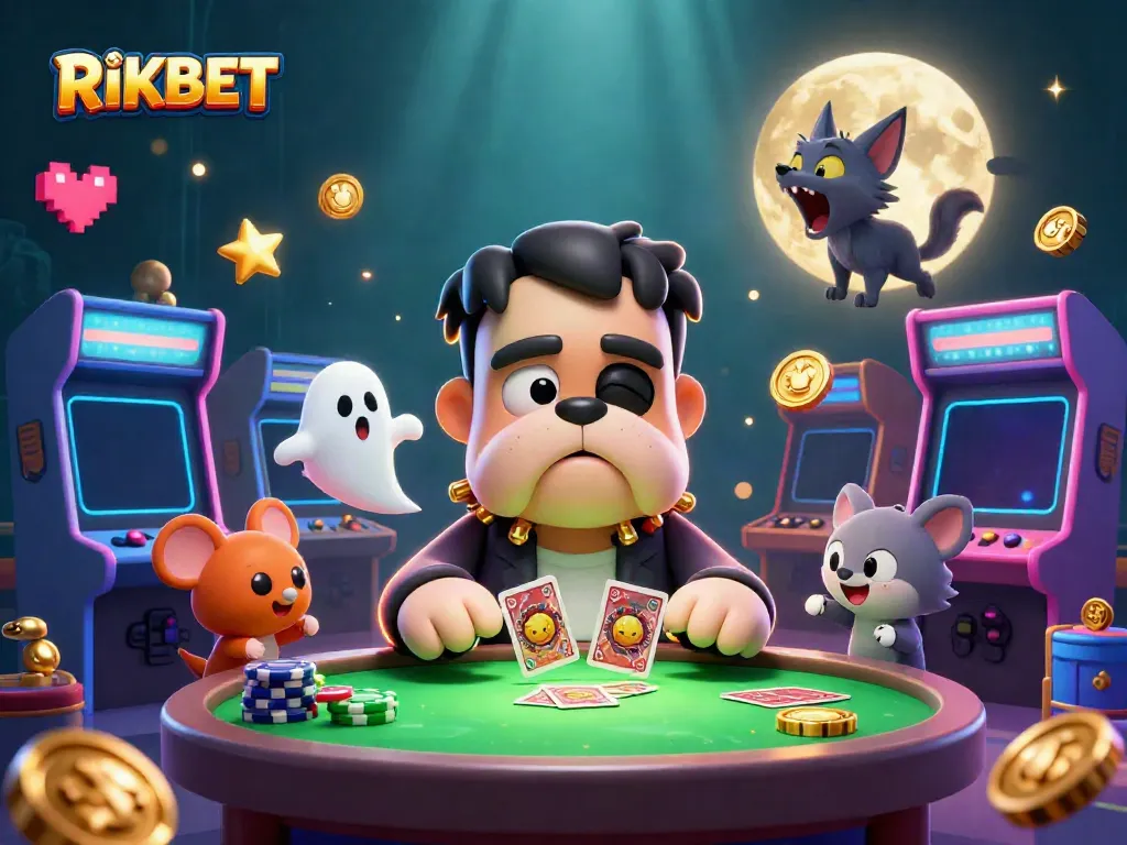 Experience thrilling slots and gaming action at RIKBET with vibrant 3D characters and casino elements.