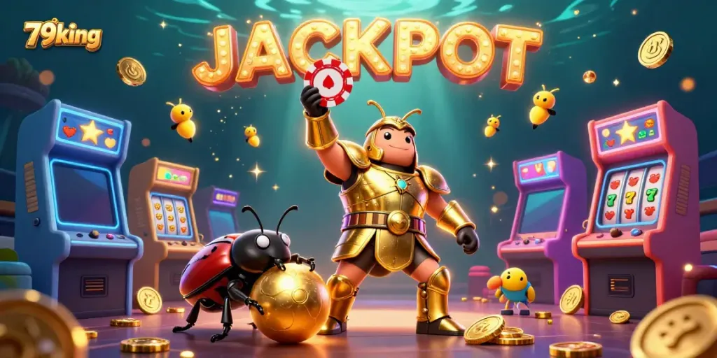 Experience thrilling excitement with 79king in this vibrant casino-themed scene filled with jackpot visuals.