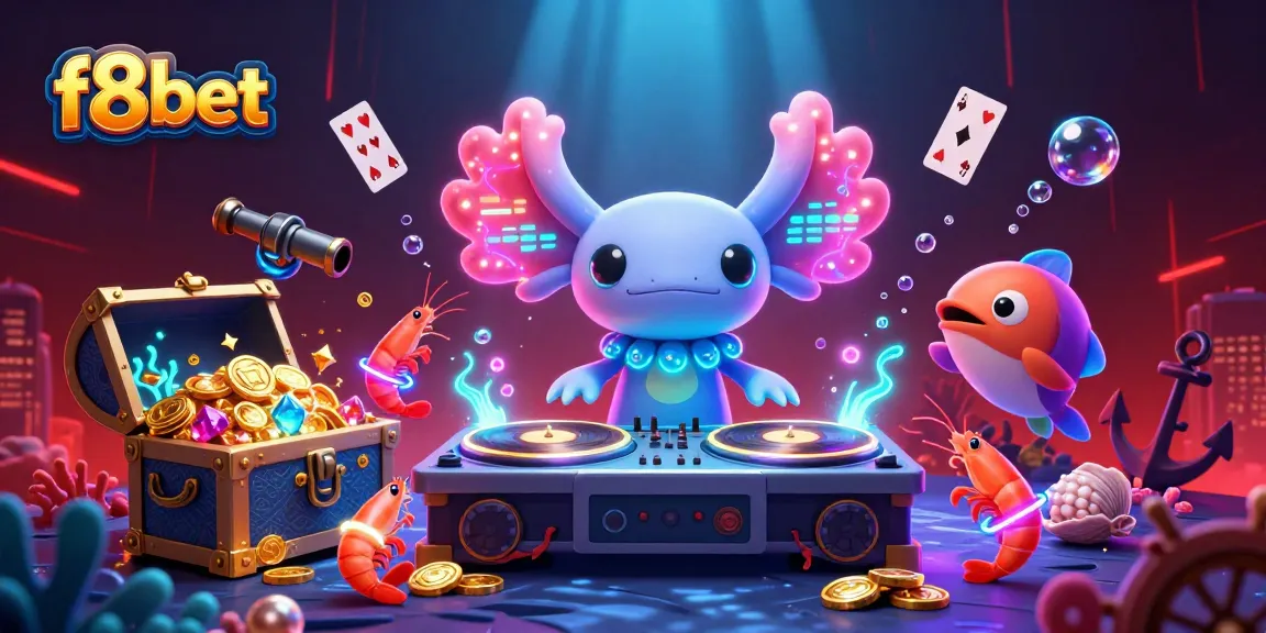 Experience the vibrant world of f8bet at this lively underwater casino scene with glowing creatures and treasures.