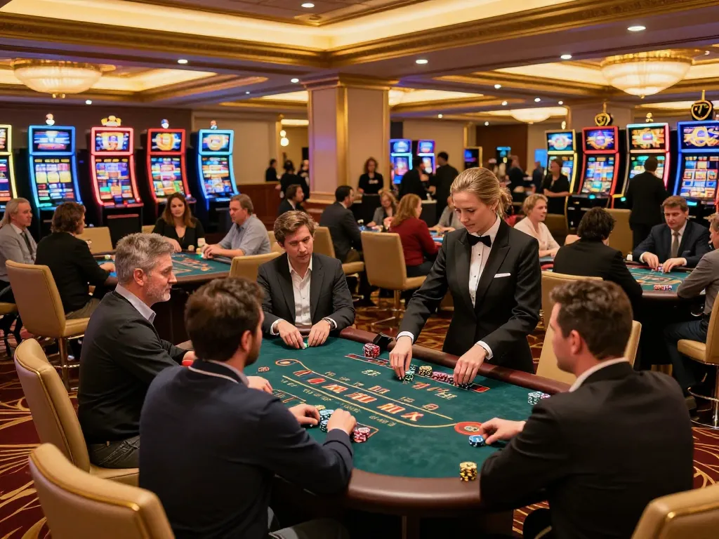 KADAL 778 engaging players at a vibrant casino blackjack table, showcasing strategic gameplay dynamics.
