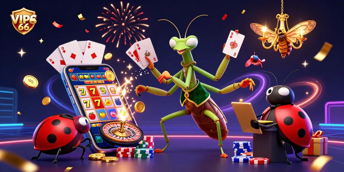 Experience thrilling gameplay with VIP66, featuring a vibrant scene of a card sharp and pit boss amidst slot reels