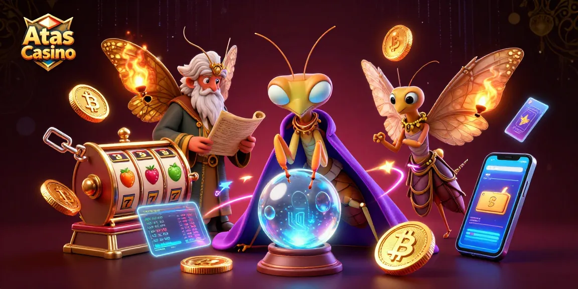 Experience the excitement of Atas Casino with vibrant gaming elements and enchanting characters.