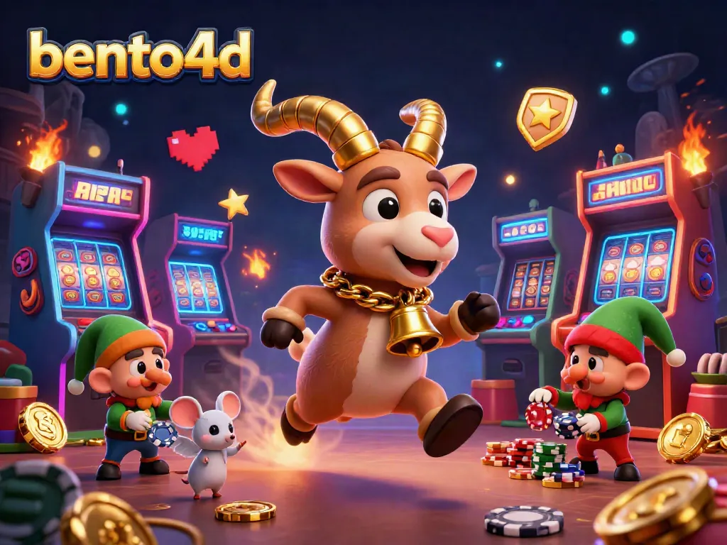 Experience bento4d excitement with Krampus in a vibrant holiday-horror casino illustration.