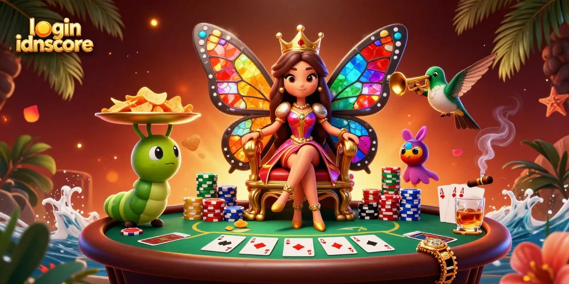 Experience thrilling gameplay and tournaments with login idnscore at an illustrated poker scene.