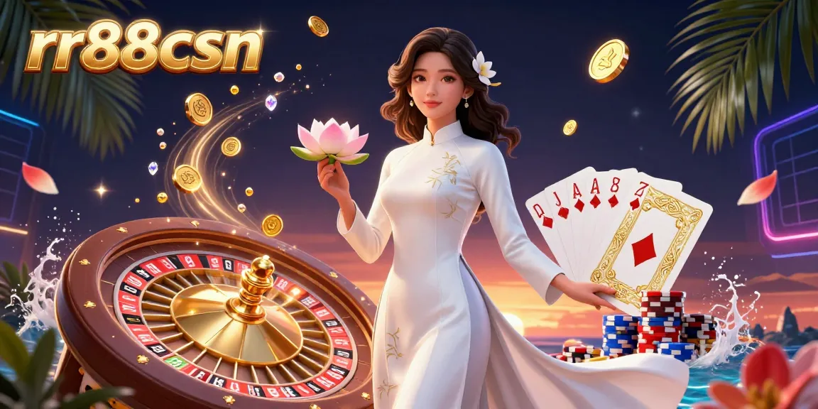 Experience dynamic wins at rr88csn with a stunning 3D casino illustration showcasing game elements and vibrant details.