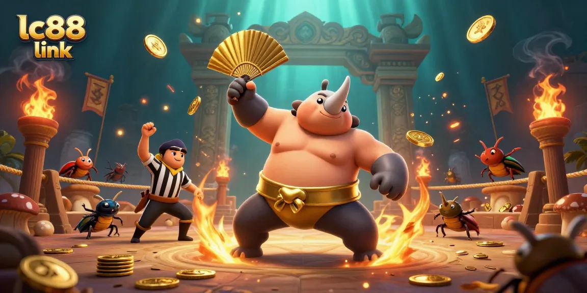 Experience the excitement of the lc88 link as the powerful beetle champion wins gold coins in a vibrant gaming atmosphere.