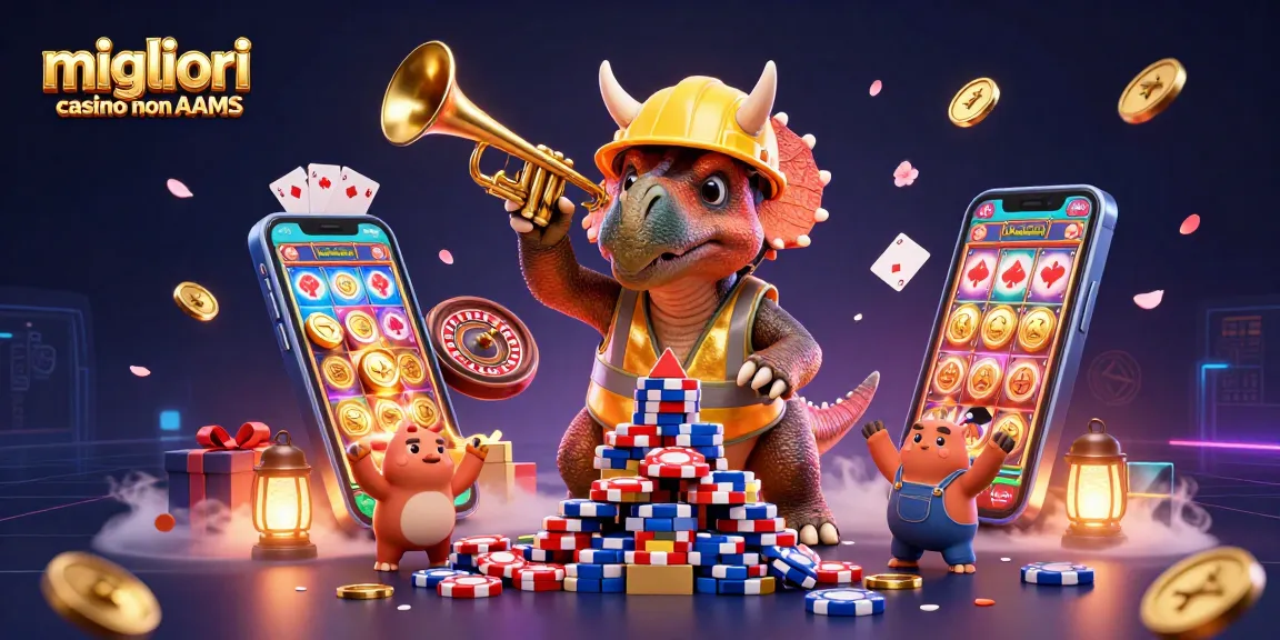 Migliori casino non AAMS, divertitevi con una scena di gioco dinamica piena di elementi da casinò, tra cui slot e poker.