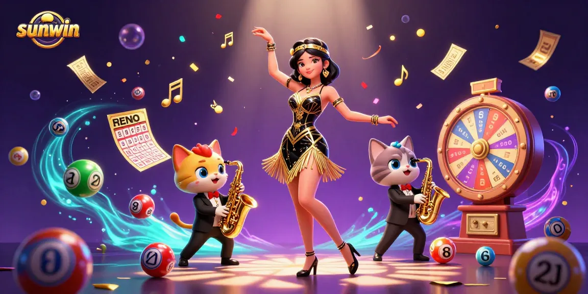 Play thrilling games at Sunwin with vibrant, colorful casino-themed illustration.