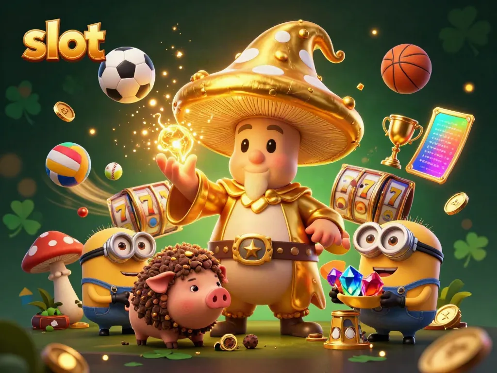 Experience the thrill of slot gaming with magical characters and dynamic elements amidst a rich, colorful scene.