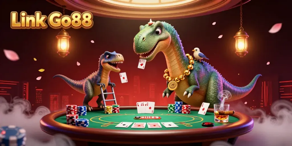 Experience thrilling gameplay at Link Go88 featured in this engaging 3D casino illustration.