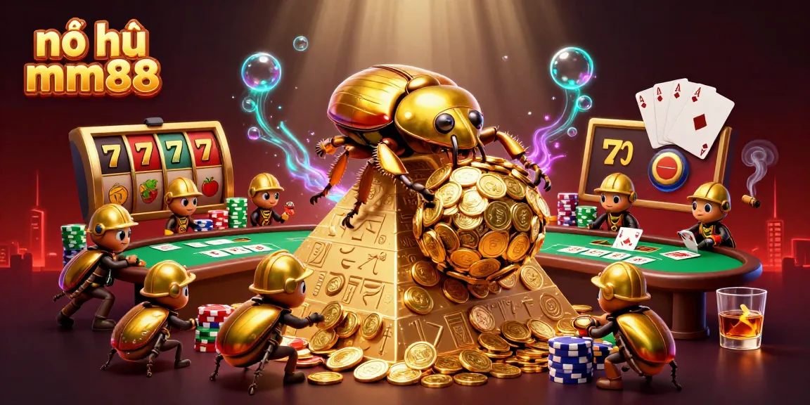 Spin the reels for big wins with nổ hũ mm88: a vibrant 3D casino scene filled with excitement and gold.