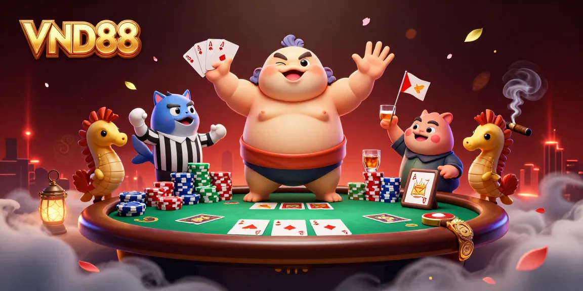 Engage with VND88 casino atmosphere in a vibrant underwater poker scene.