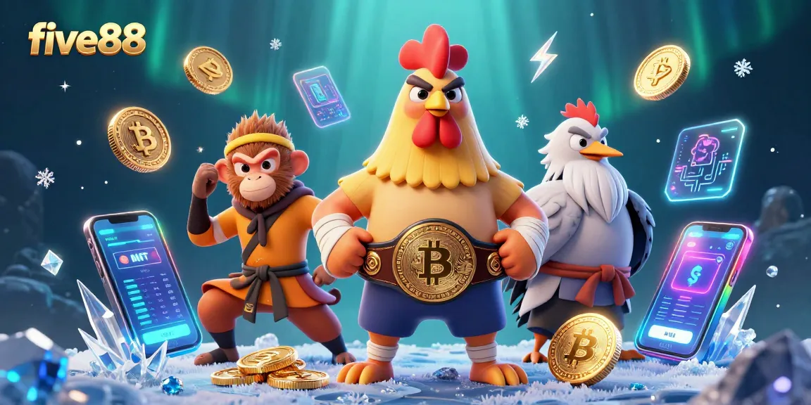 Engage in the thrilling world of five88 with vibrant characters and crypto casino elements.