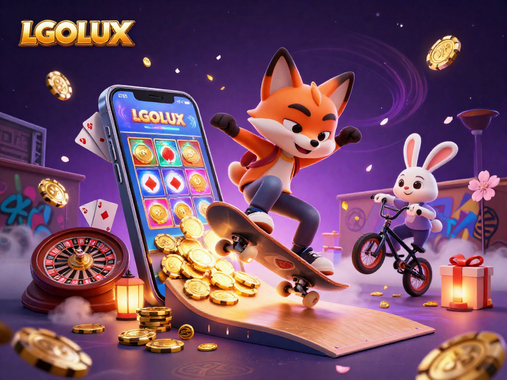 Experience the thrill of LGOLUX as a fox and rabbit engage in casino-themed fun.