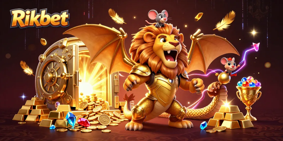 Engage with the thrilling essence of Rikbet as a chimera roars amidst treasures of the casino world.