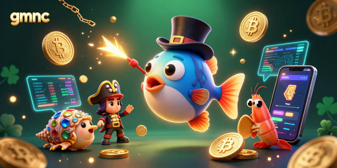 Engage with GMNC's safe platform as the anglerfish attracts golden coins in a vibrant world.