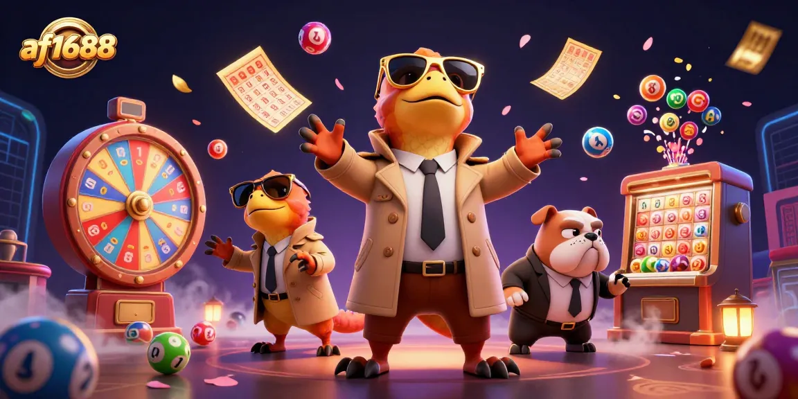 Join the fun at af1688 as colorful lottery balls bounce in action at a lively casino scene!