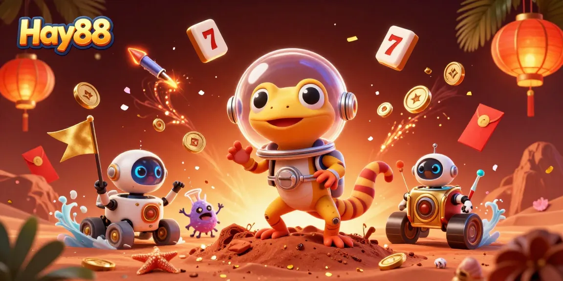 Experience the thrill of Hay88 with Martian gecko discovering a golden casino on Mars