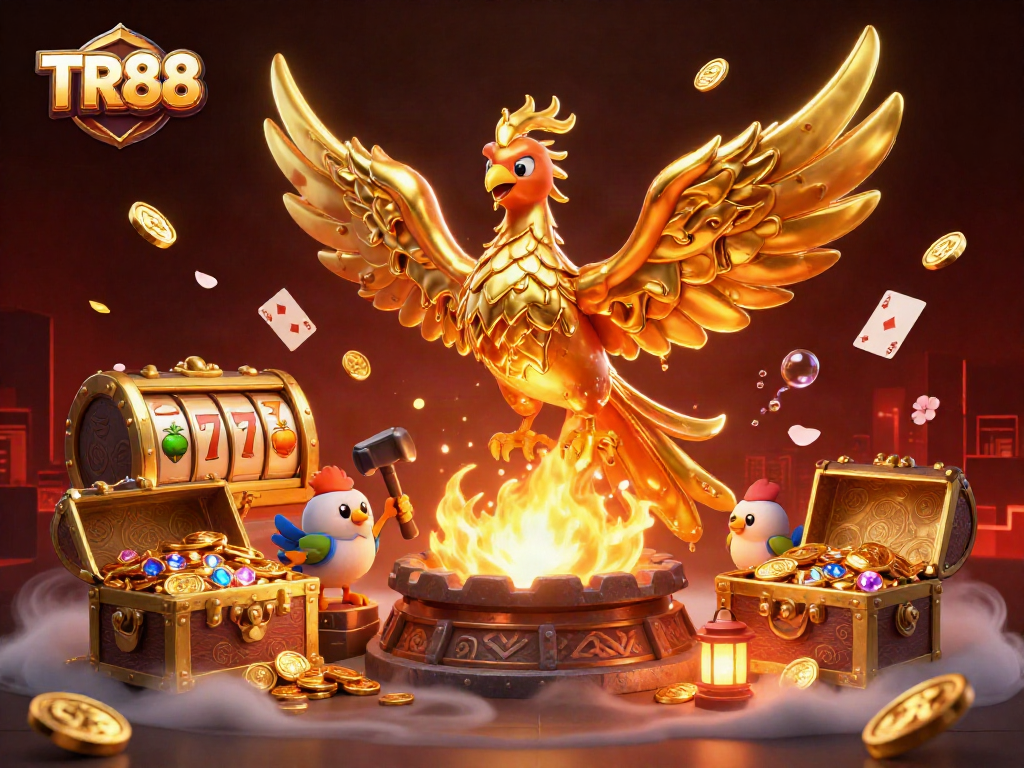 Spin to win with TR88's enchanting casino scene filled with riches and vibrant game elements.