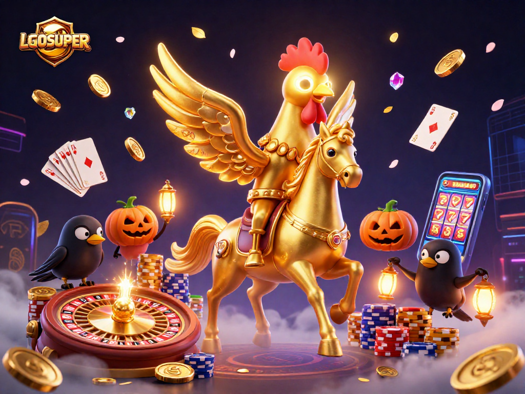 Experience LGOSUPER's thrilling casino action with vibrant 3D characters and dynamic gaming elements.