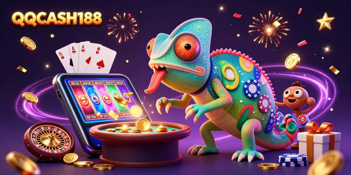 Engage with a lively casino scene featuring QQCASH188, showcasing vibrant games and exciting wins.