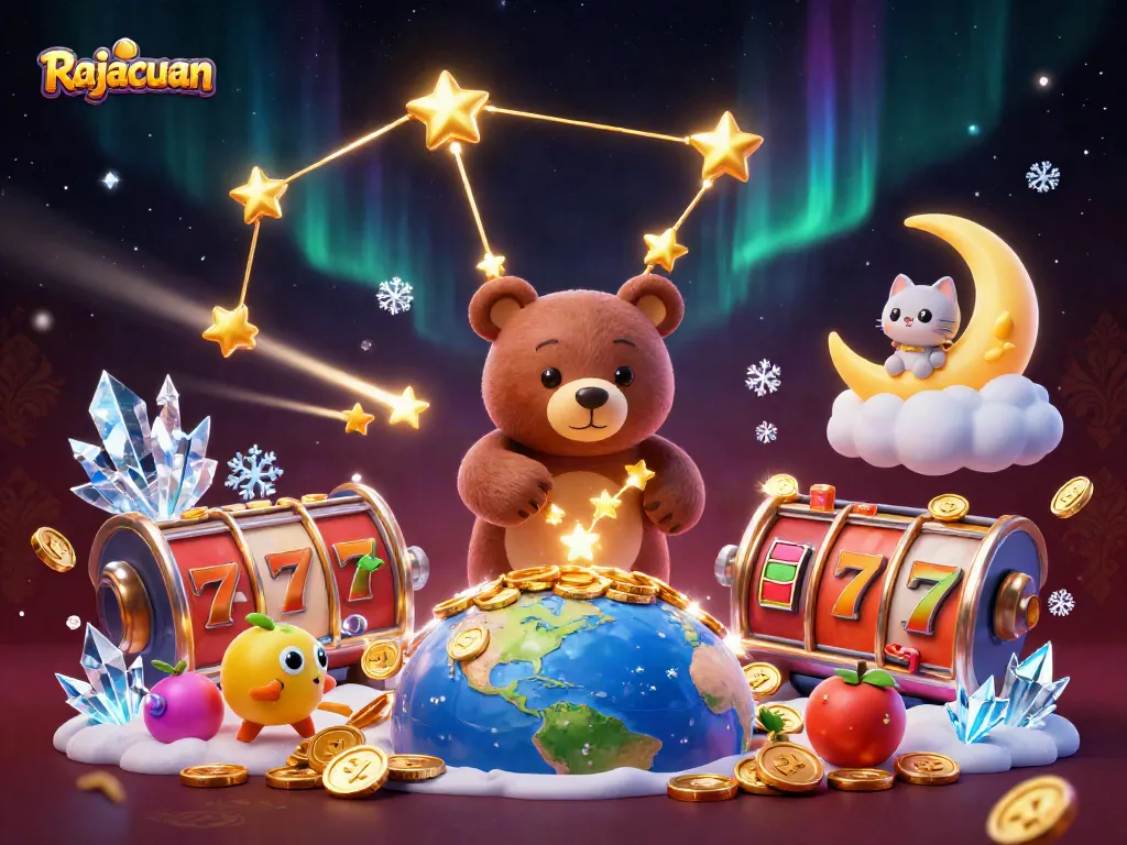 Rajacuan showcases its thrilling slots and jackpots with a celestial-themed engaging illustration.