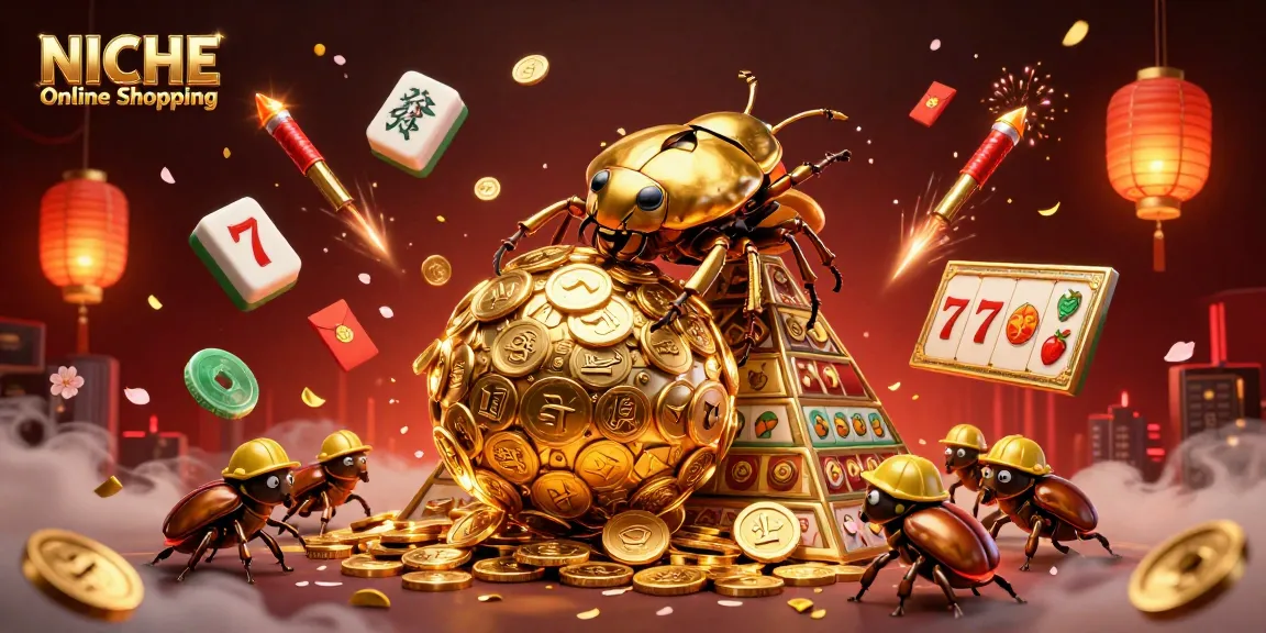 Engage in NICHE Online Shopping while spinning the reels and feeling the thrill with vibrant casino elements.